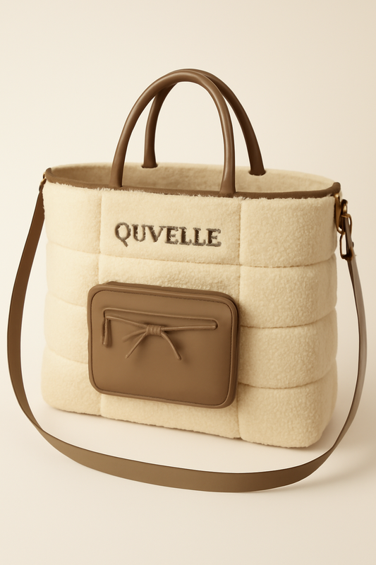 Quvelle Tote Bag for Women, Lightweight Puffy with Compartments, Quilted Shoulder Bag Handbag for Travel, Work