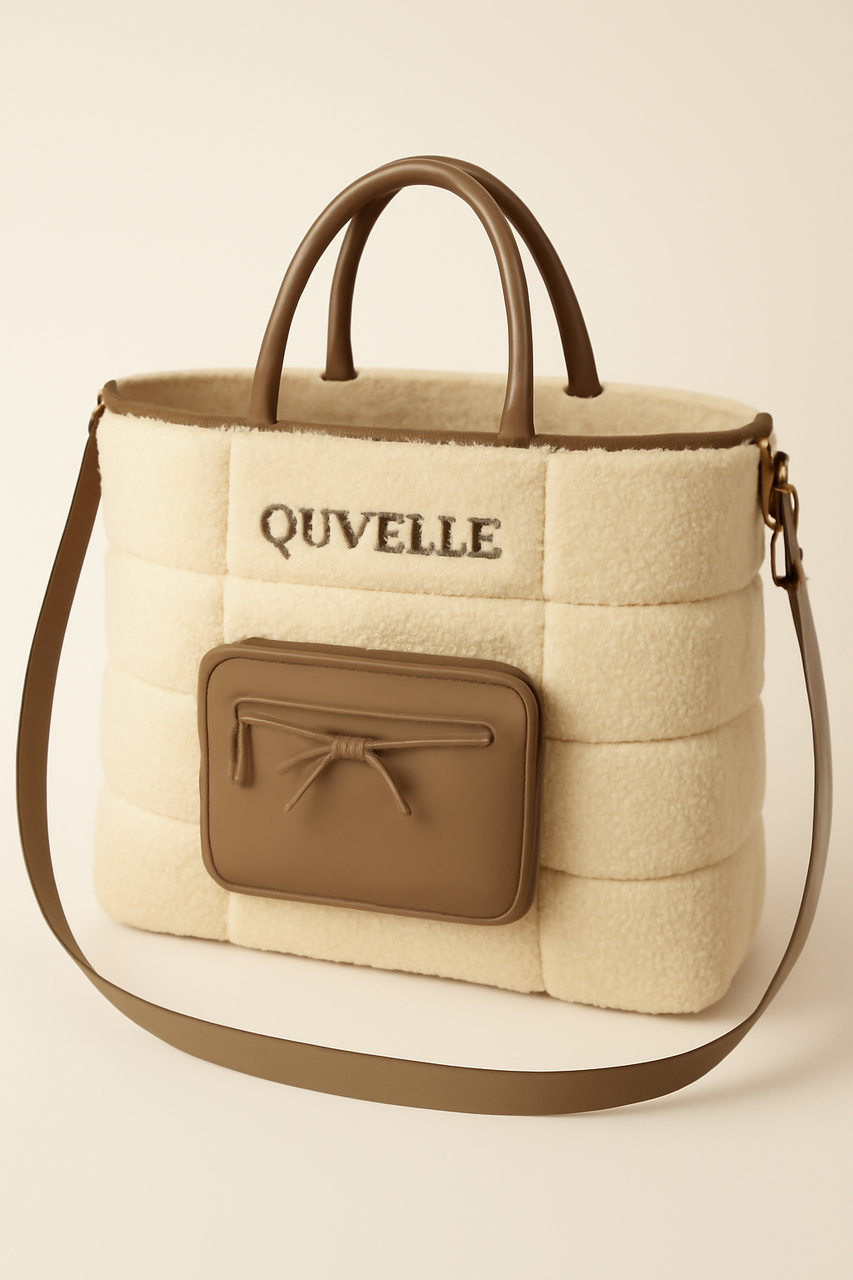 Quvelle Tote Bag for Women, Lightweight Puffy with Compartments, Quilted Shoulder Bag Handbag for Travel, Work